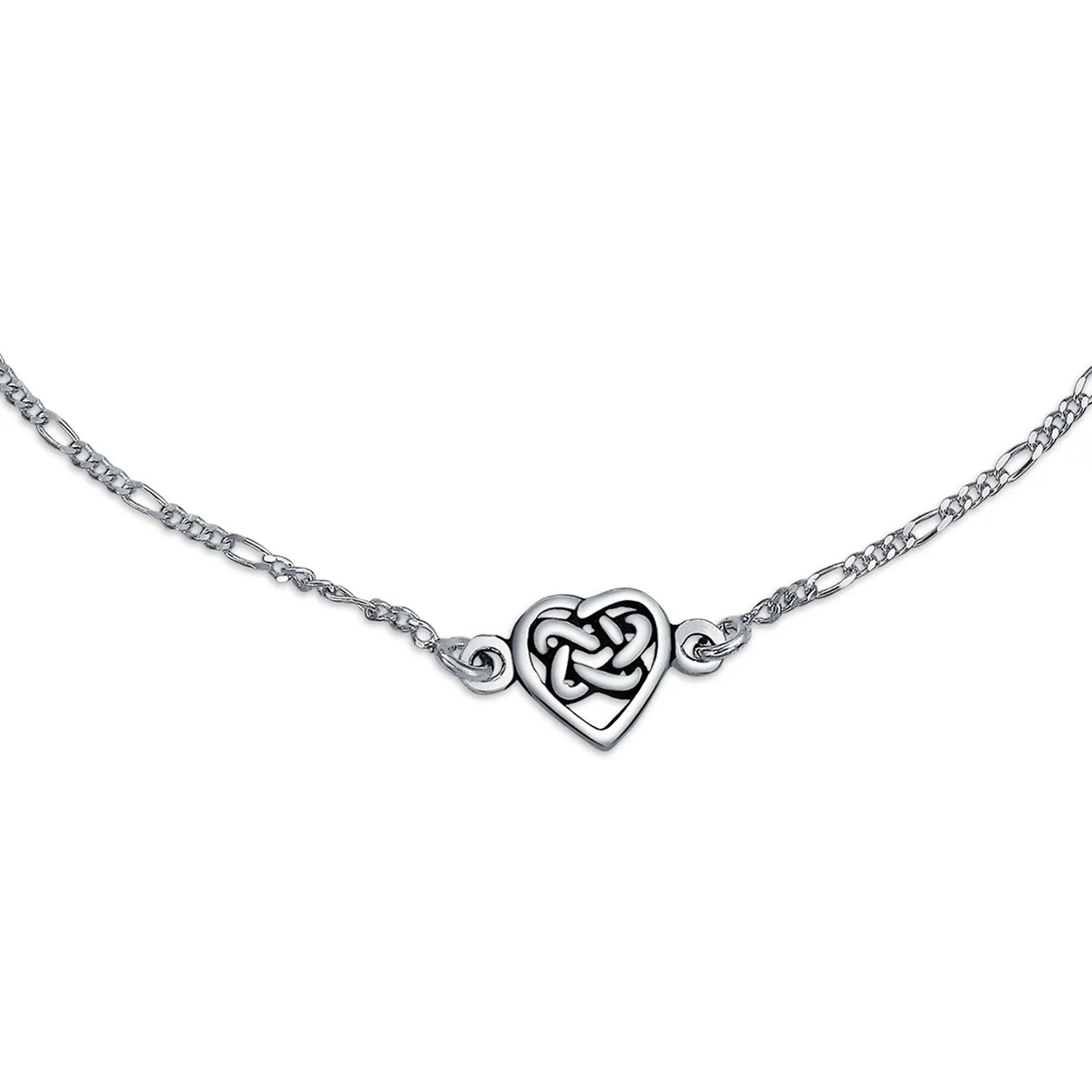 Celtic Triquetra Love Knot Claddagh Heart Anklet Ankle Bracelet Sterling Silver