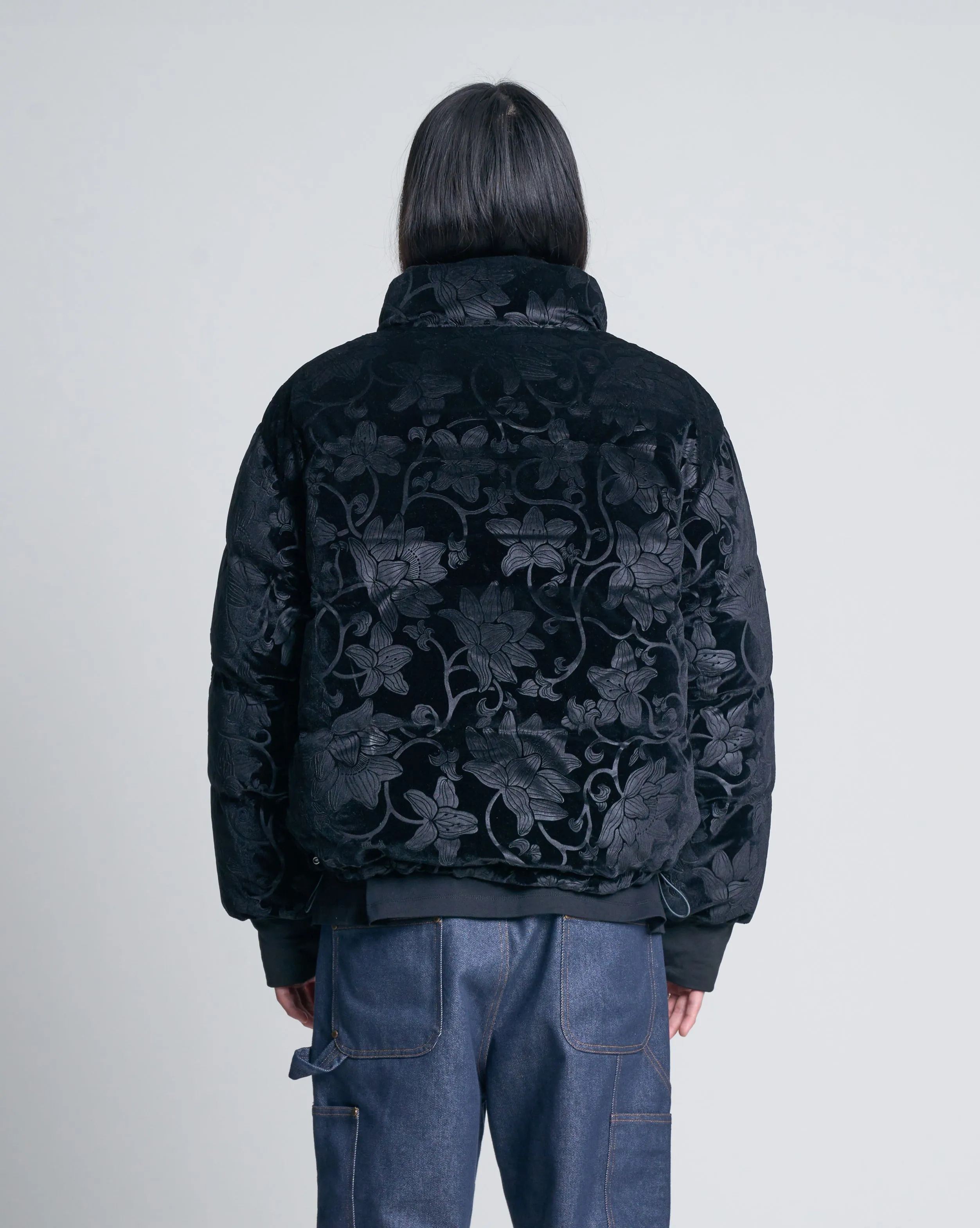 Charcoal Burnout Pottery Puffer Jacket