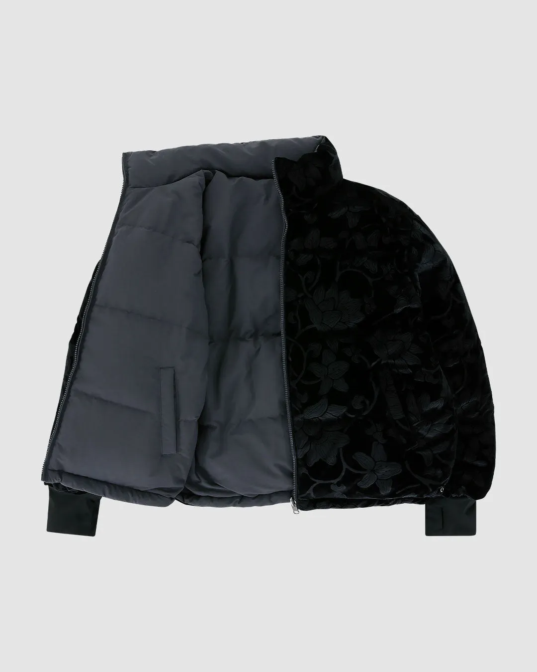 Charcoal Burnout Pottery Puffer Jacket