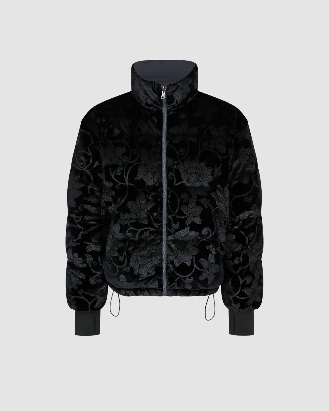 Charcoal Burnout Pottery Puffer Jacket