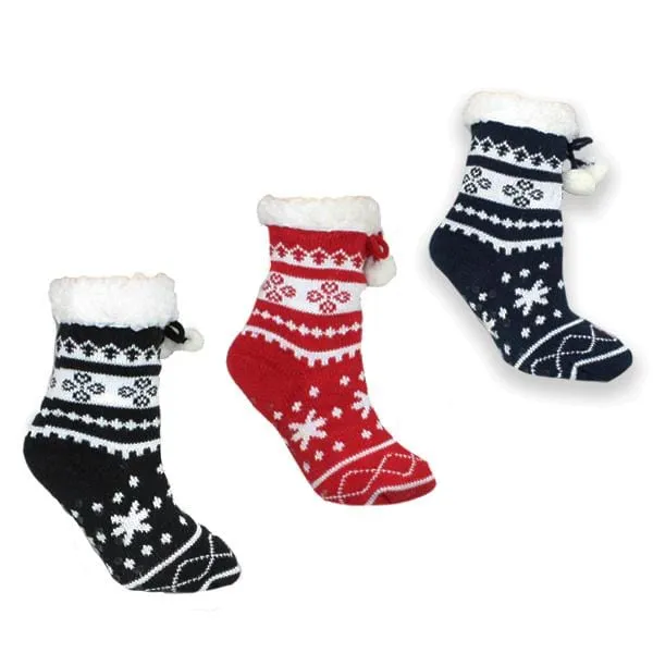 Children's Sherpa Christmas Slipper Socks