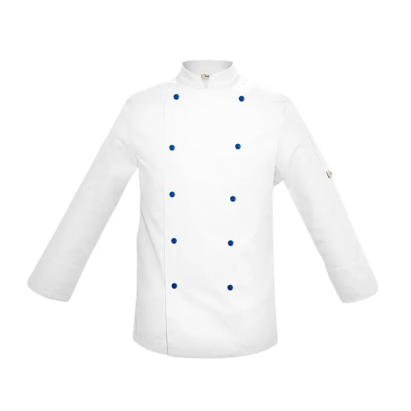 Children's White Chef Jacket with Blue Buttons - MANELLI