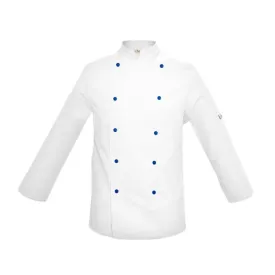 Children's White Chef Jacket with Blue Buttons - MANELLI