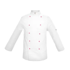 Children's White Chef's Jacket with Pink Buttons - MANELLI