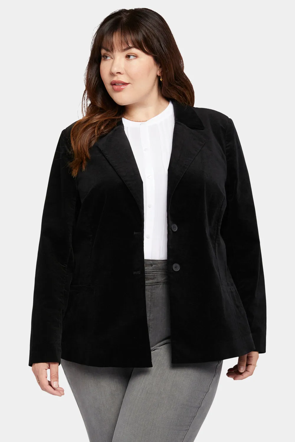 Classic Blazer Jacket In Plus Size - Black