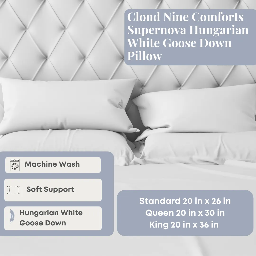 Cloud Nine Comforts Supernova Hungarian White Goose Down Pillow