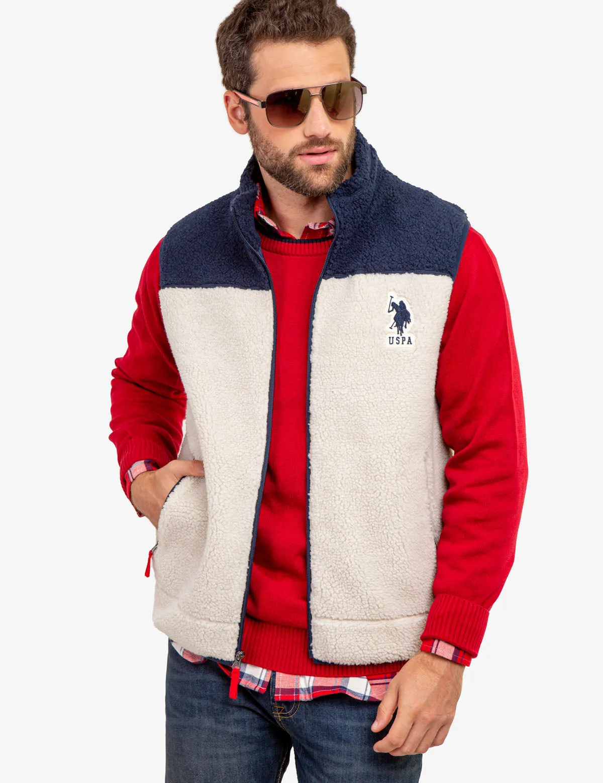 COLORBLOCK SHERPA VEST