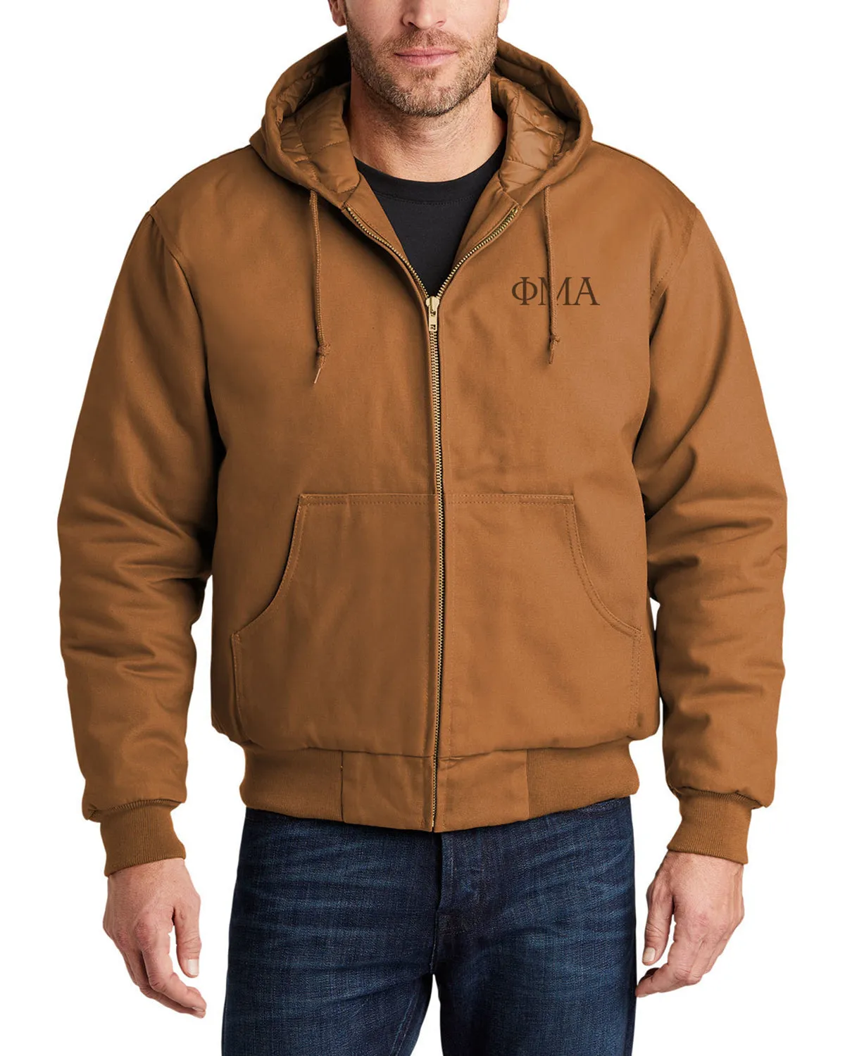 CornerStone® - Duck Cloth Hooded Work Jacket - Brown