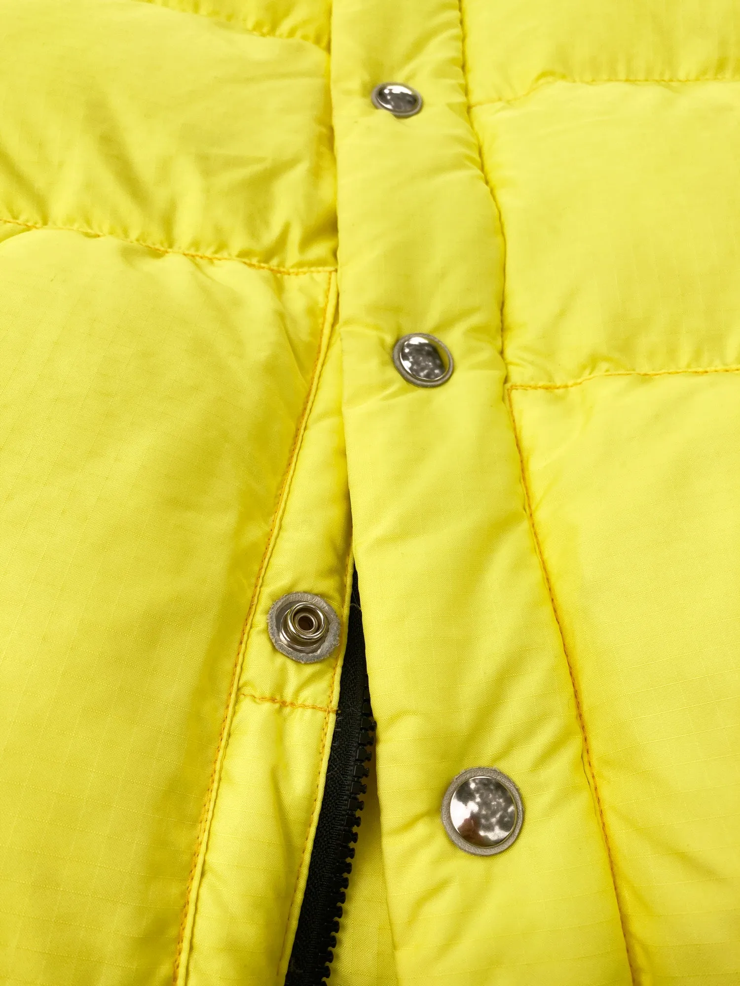 Crescent Down Works bright yellow nylon hooded down puffer jacket - mens S