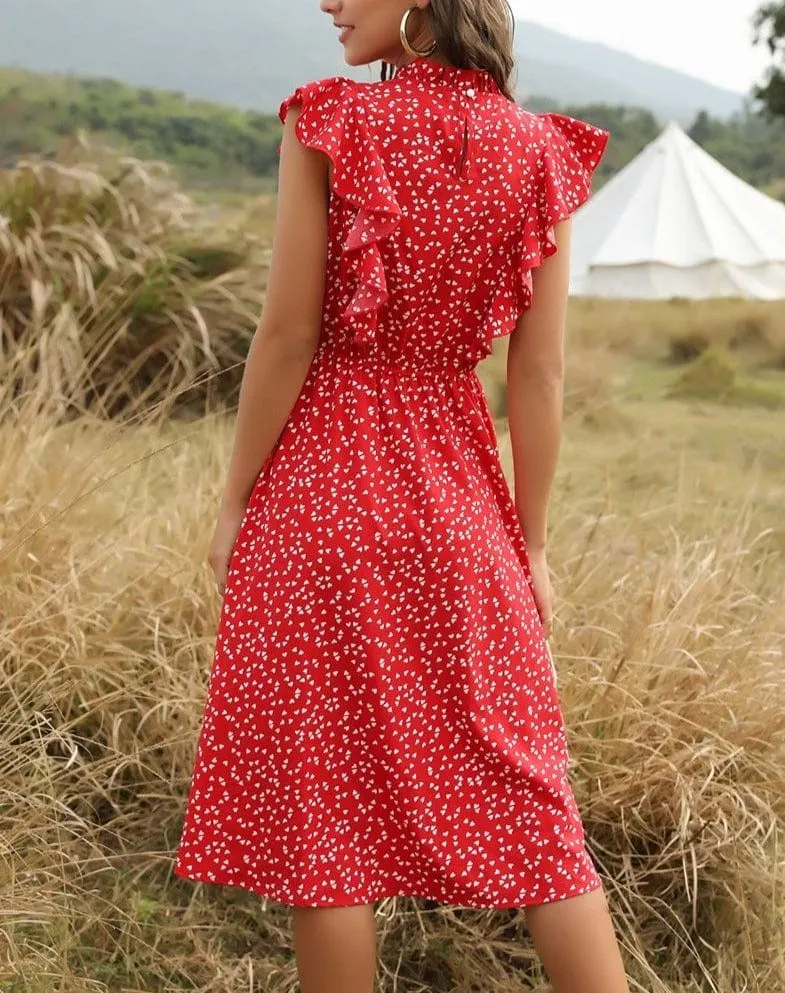 Delicate Butterfly Sleeve Dot Dress - 13 Colors - S-XL