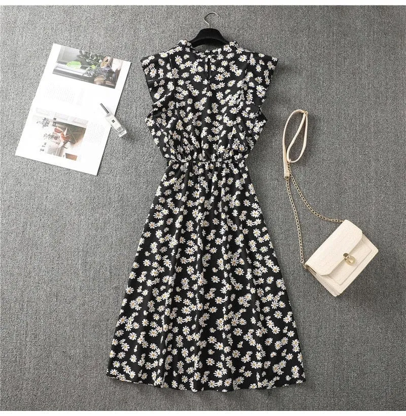 Delicate Butterfly Sleeve Dot Dress - 13 Colors - S-XL