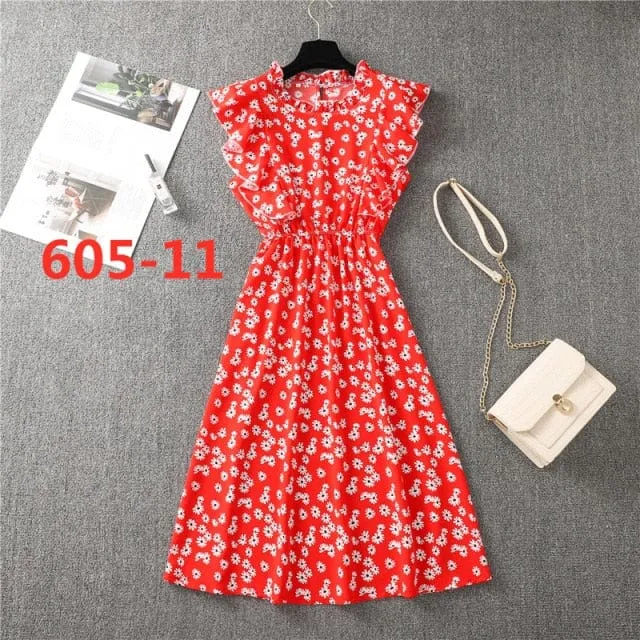 Delicate Butterfly Sleeve Dot Dress - 13 Colors - S-XL