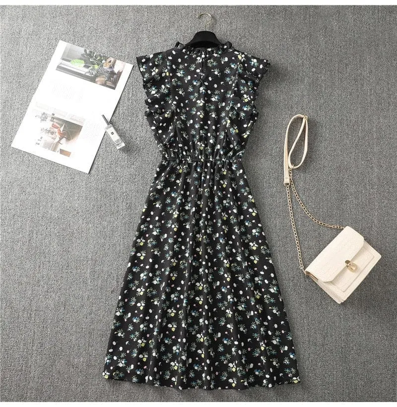 Delicate Butterfly Sleeve Dot Dress - 13 Colors - S-XL