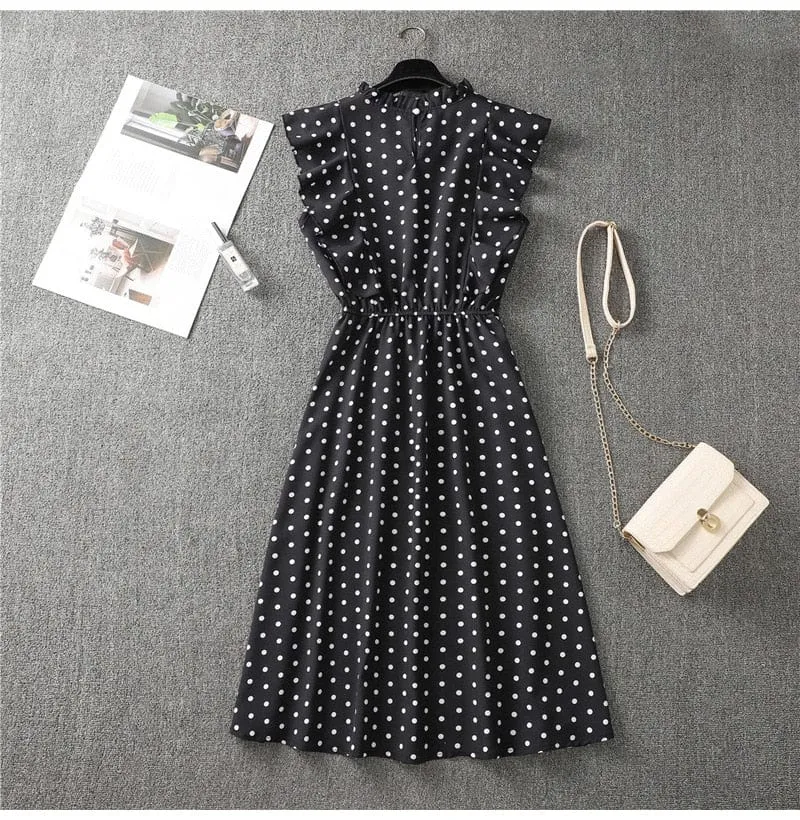 Delicate Butterfly Sleeve Dot Dress - 13 Colors - S-XL