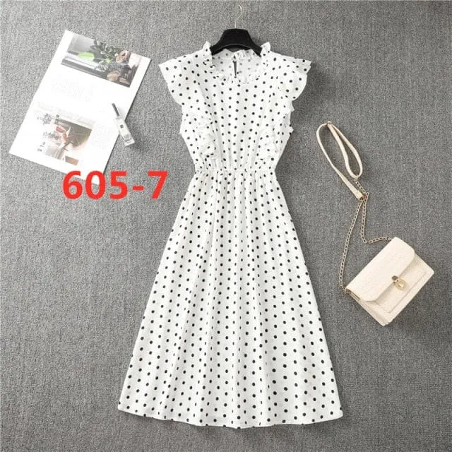 Delicate Butterfly Sleeve Dot Dress - 13 Colors - S-XL