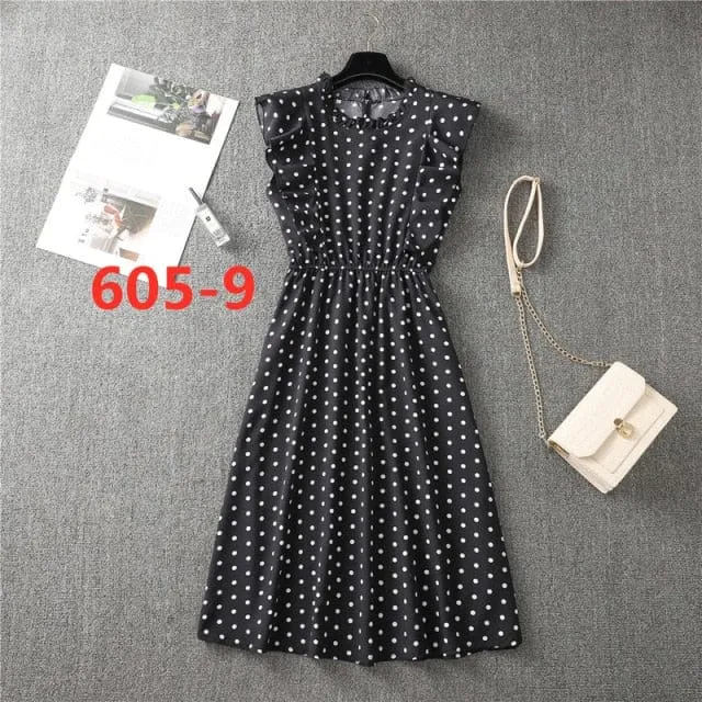 Delicate Butterfly Sleeve Dot Dress - 13 Colors - S-XL