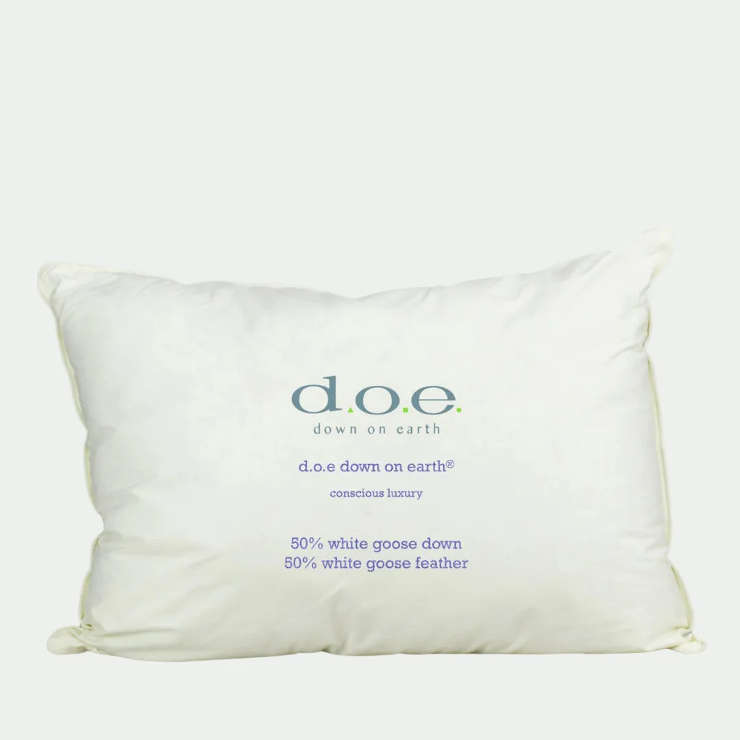 d.o.e. earth® 50%-50% goose down and feather pillow with organic cotton ticking