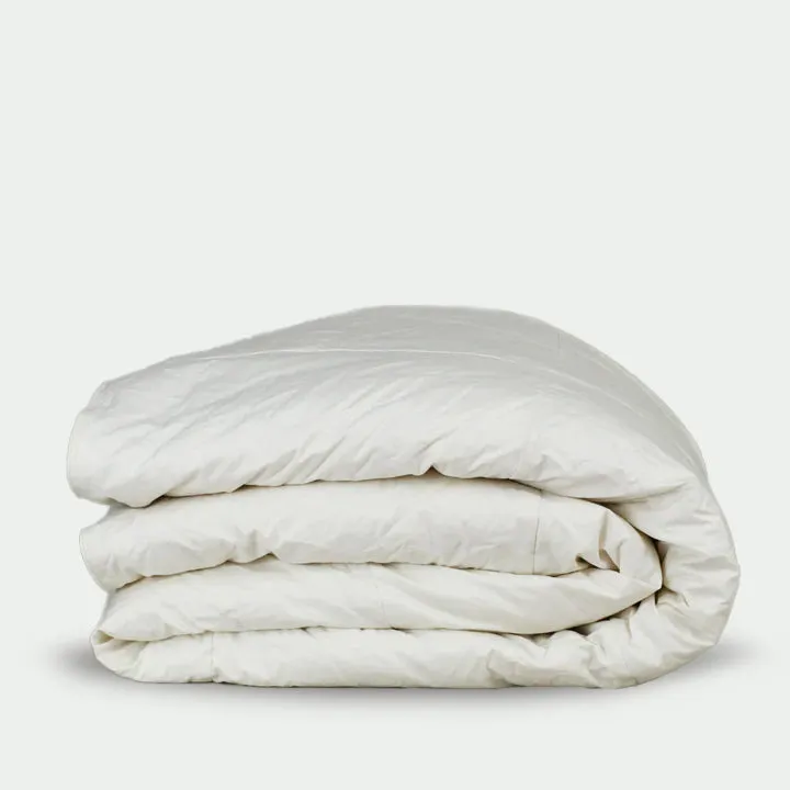 d.o.e.® white goose down comforter with organic cotton ticking, all-seasons weight