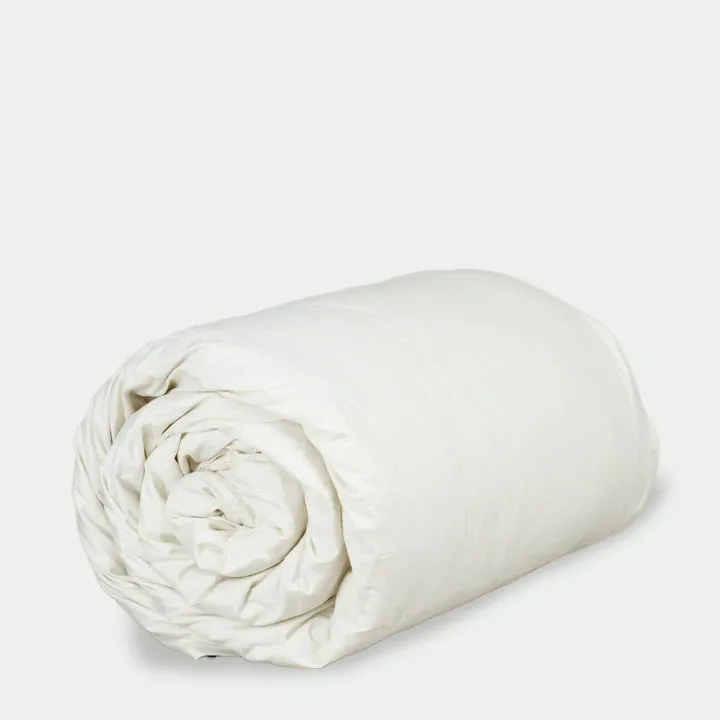 d.o.e.® white goose down comforter with organic cotton ticking, summer weight