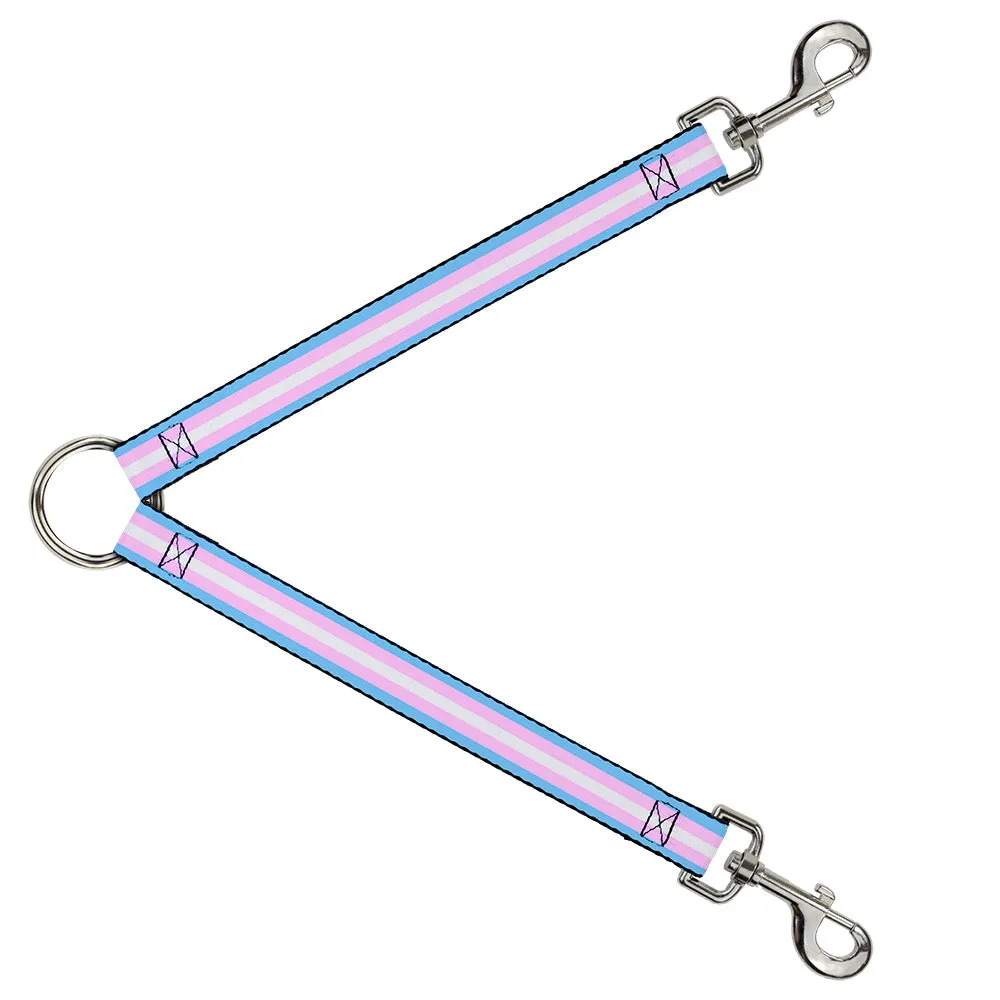 Dog Leash Splitter - Flag Transgender Baby Blue/Baby Pink/White by Buckle-Down