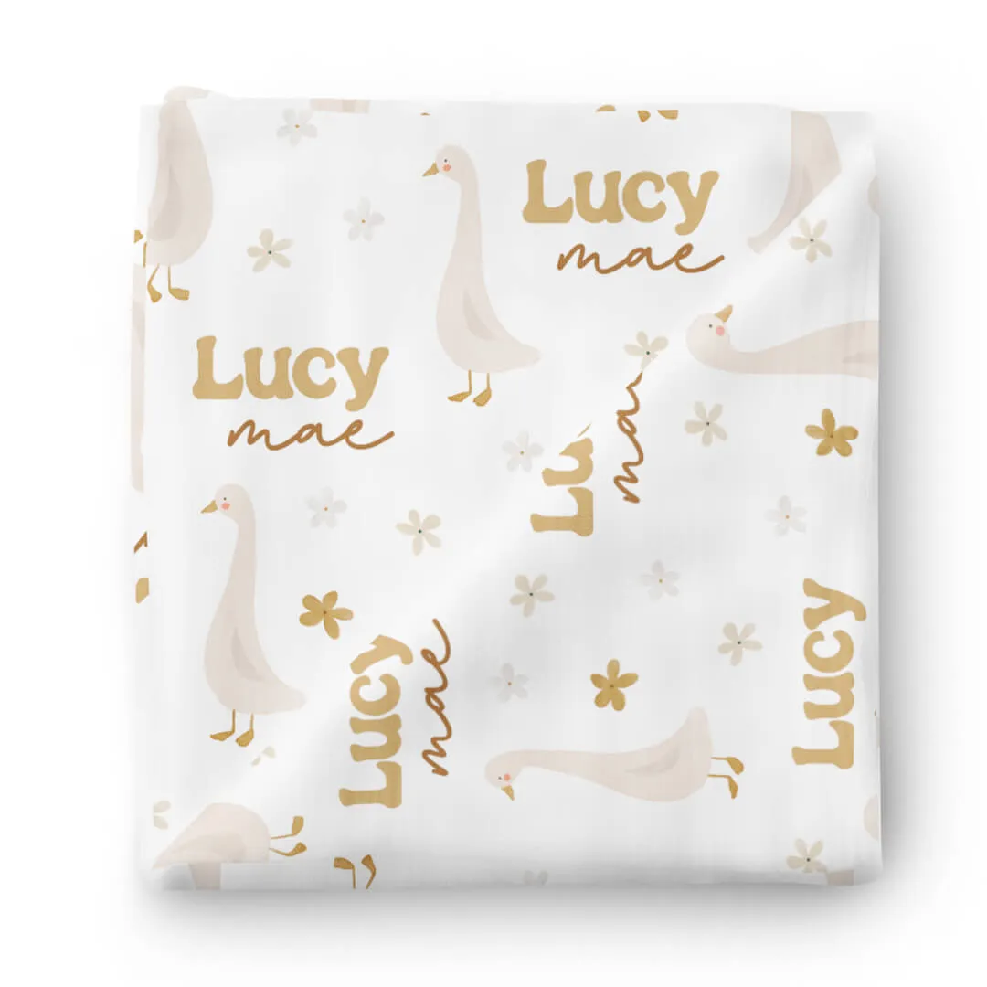 Duck Duck Goose Personalized Baby Name Swaddle Blanket