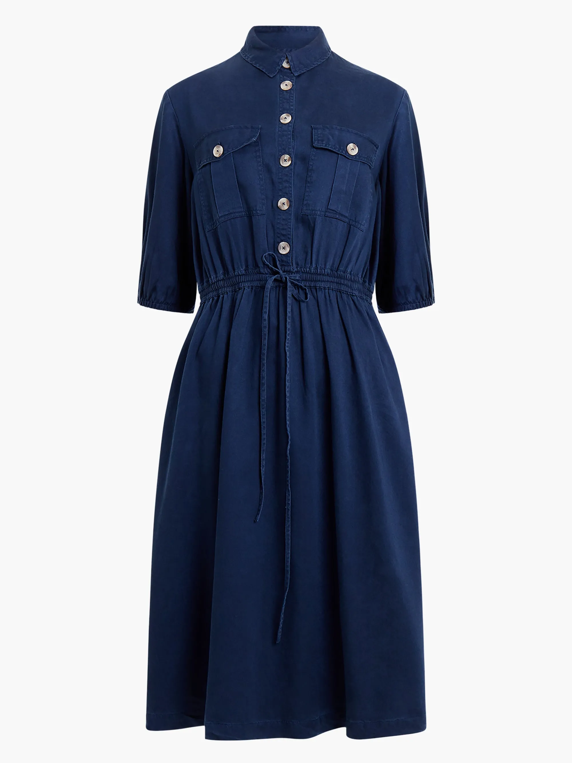 Elkie Twill Drawstring Shirt Dress