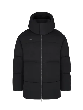 Flower-Warmth Recycled Nylon Long Puffer—black