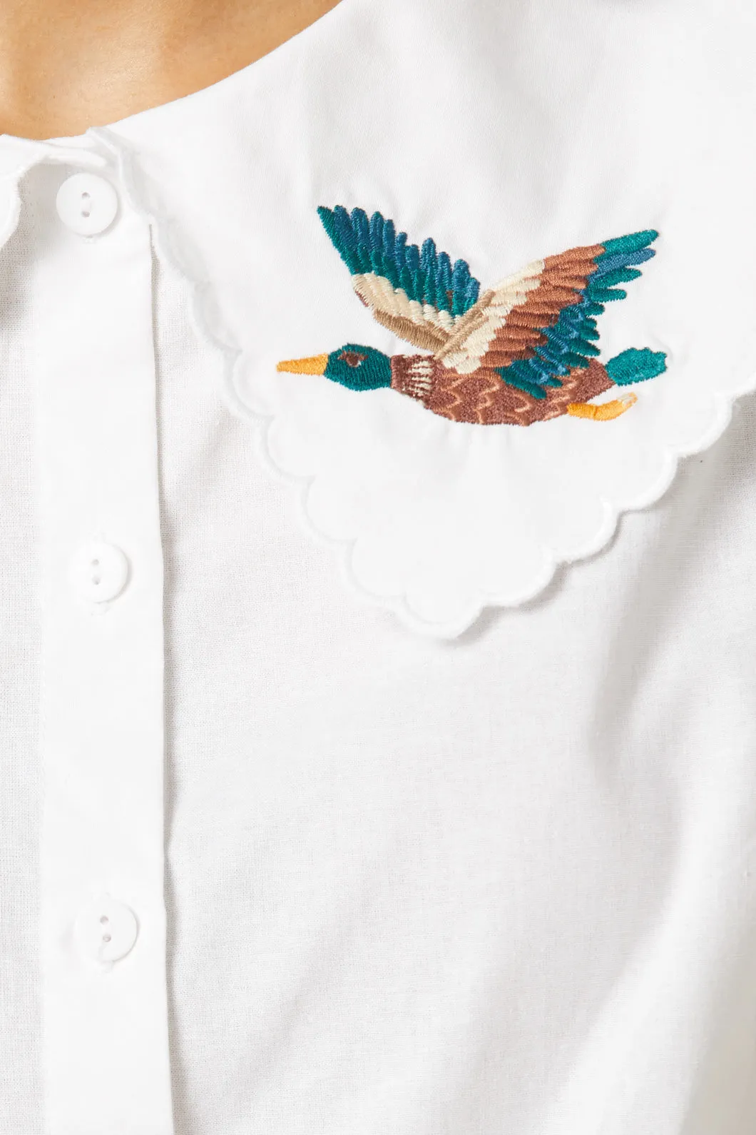 Flying Ducks Embroidered Blouse