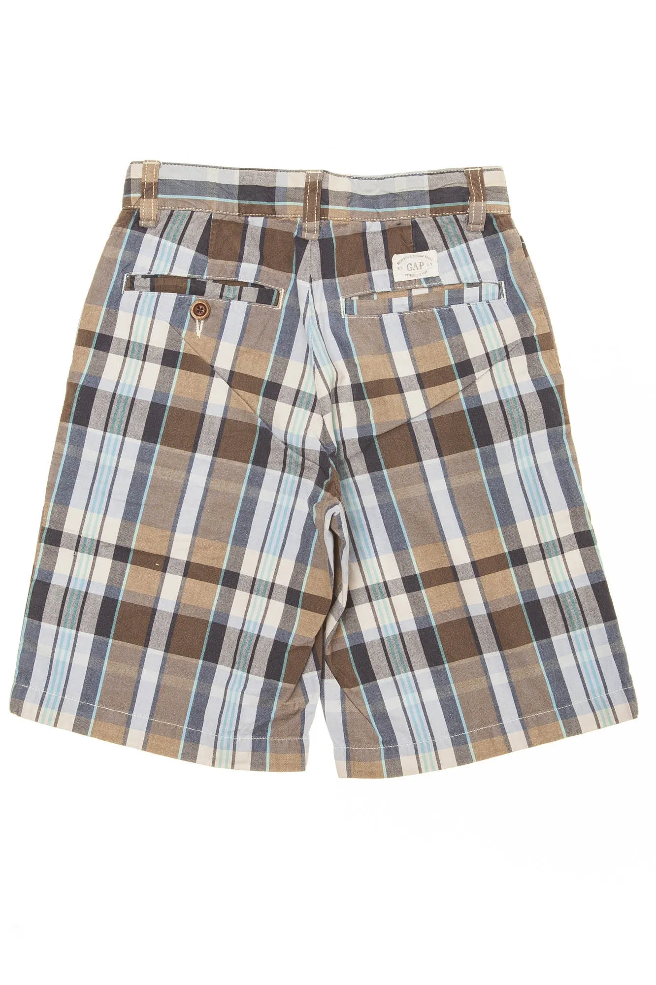 GapKids - Light Brown and Blue Plaid Shorts - 8 Slim