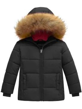 Girls' Outerwear Winter Jackets & Coats Warm with Fur Hood