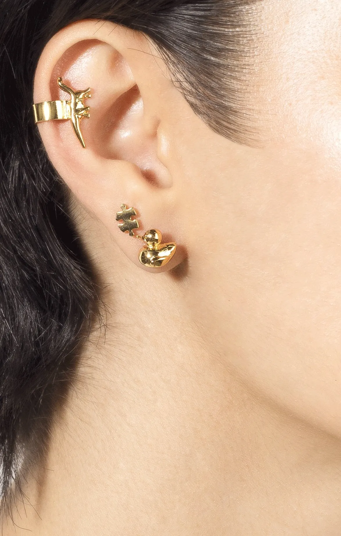 Gold Mini Duck Single Stud Earring