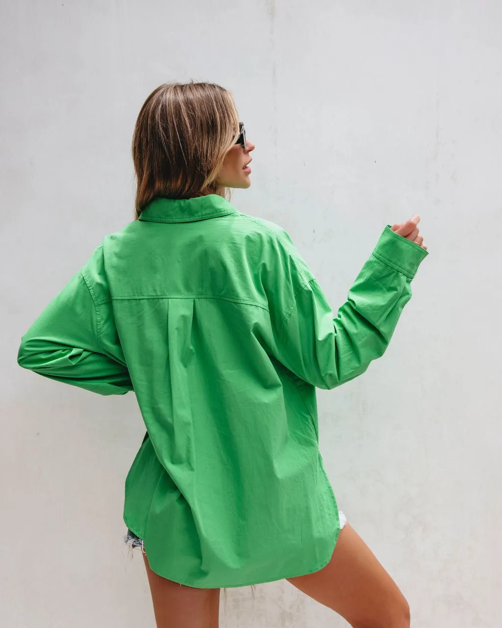 Green Button Down Cotton Shirt - FINAL SALE