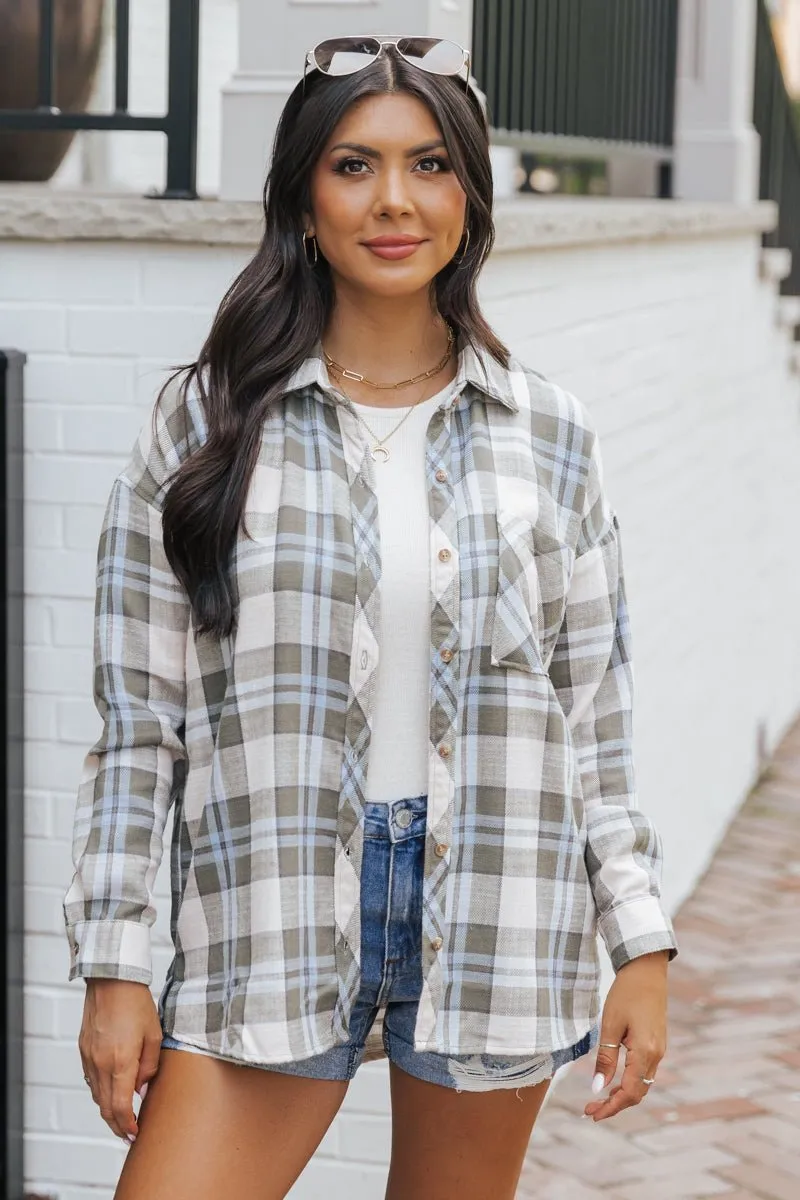 Green Plaid Button Down Shirt