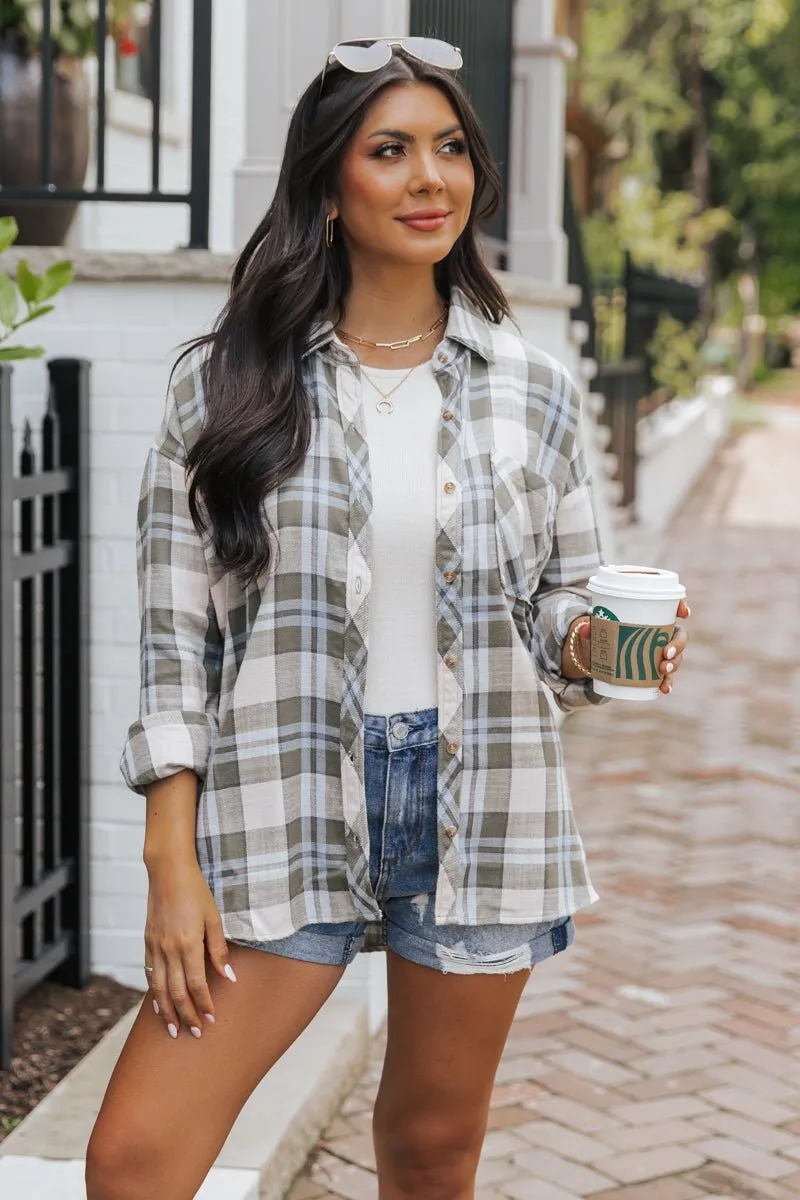 Green Plaid Button Down Shirt