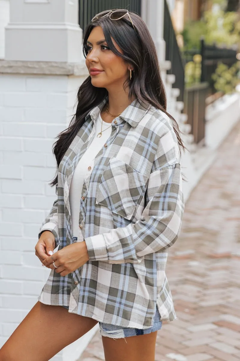 Green Plaid Button Down Shirt