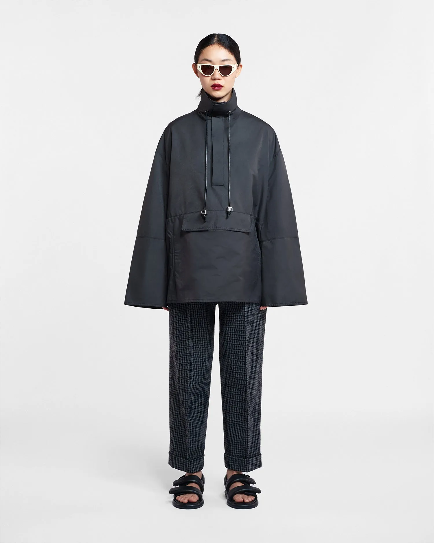 Helena - Technical-Fabric Smock Jacket - Off - Off Black