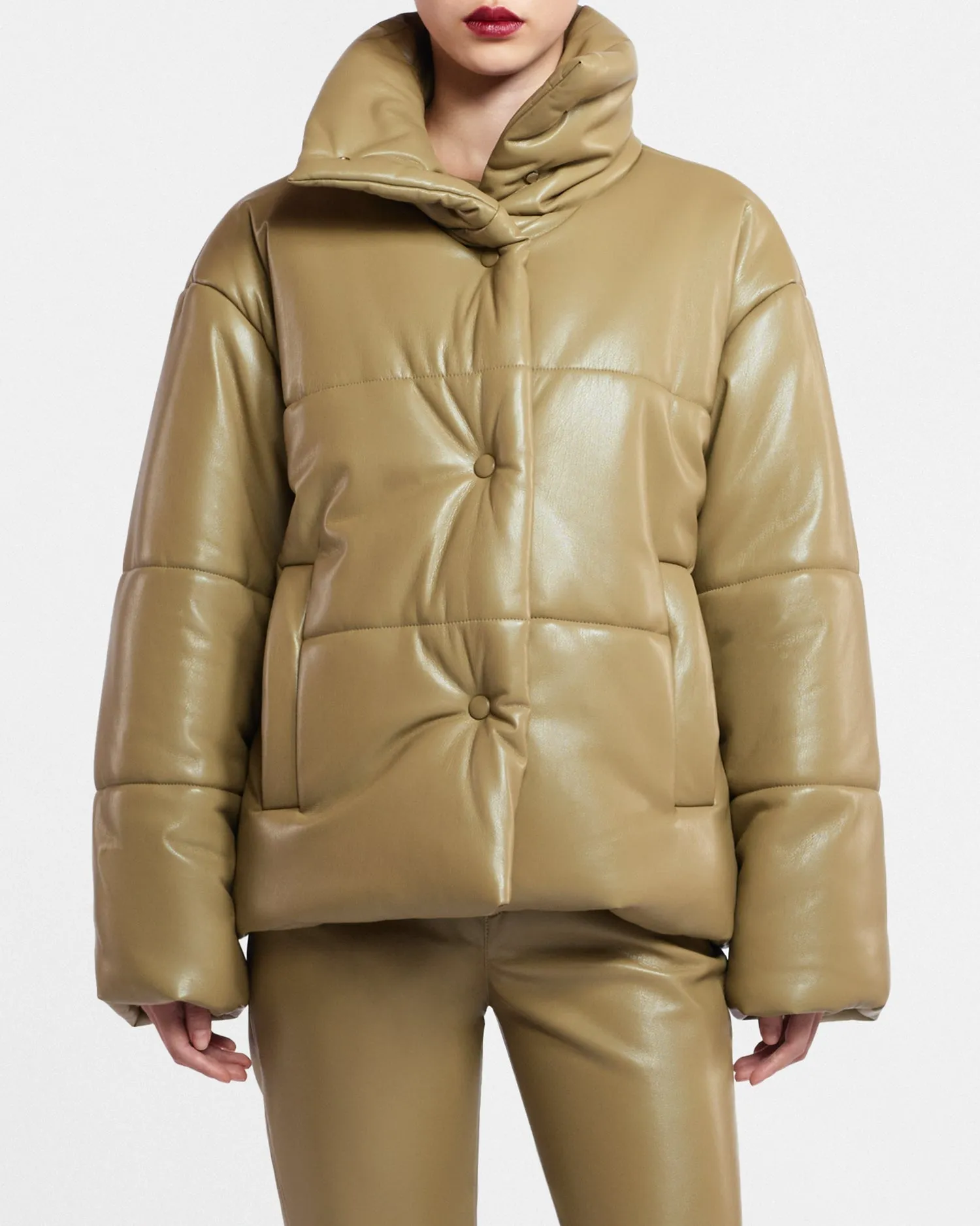 Hide - Sale Okobor™ Alt-Leather Puffer Jacket - Khaki Okobor