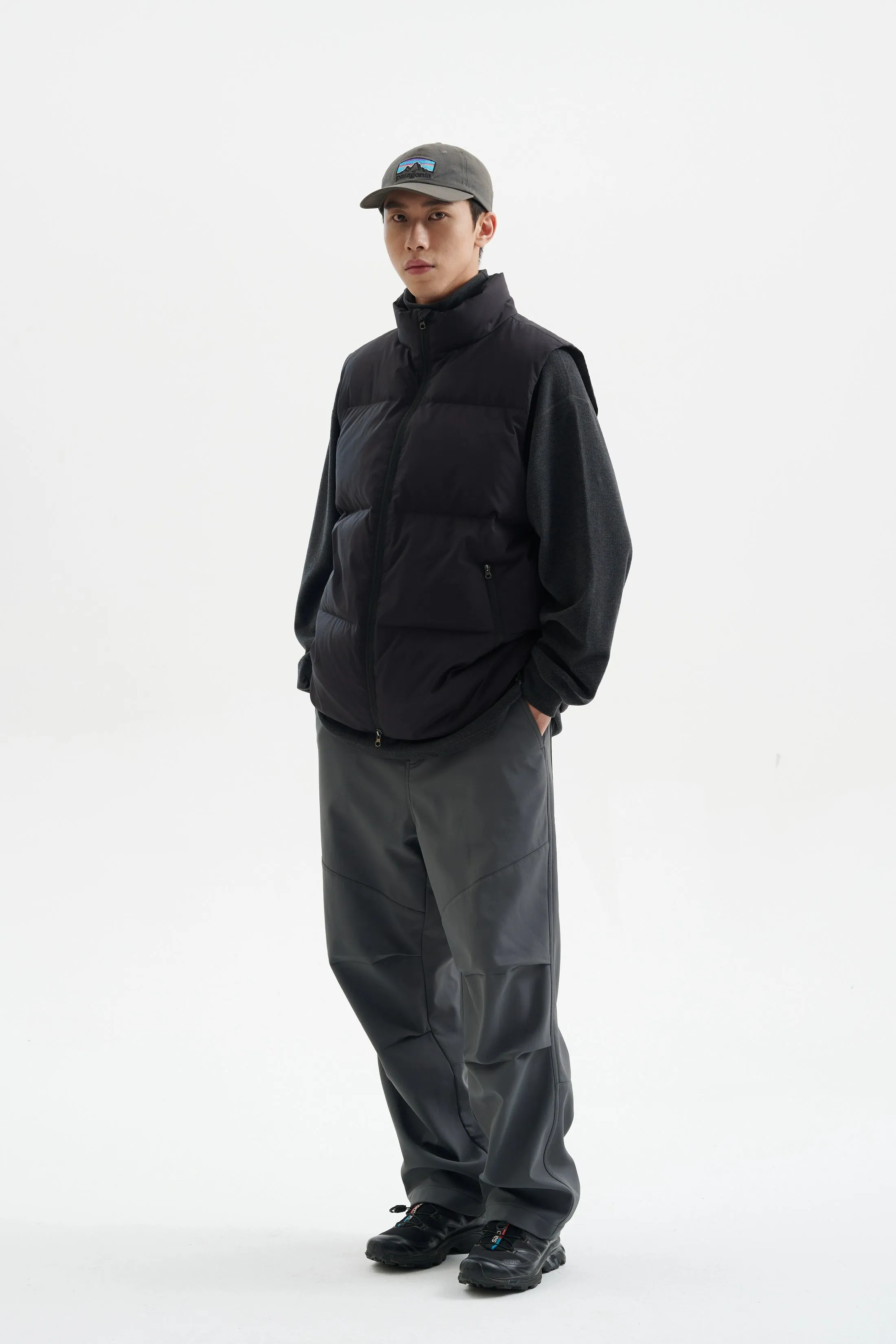 High Collar Puffer Vest with Zip Pockets