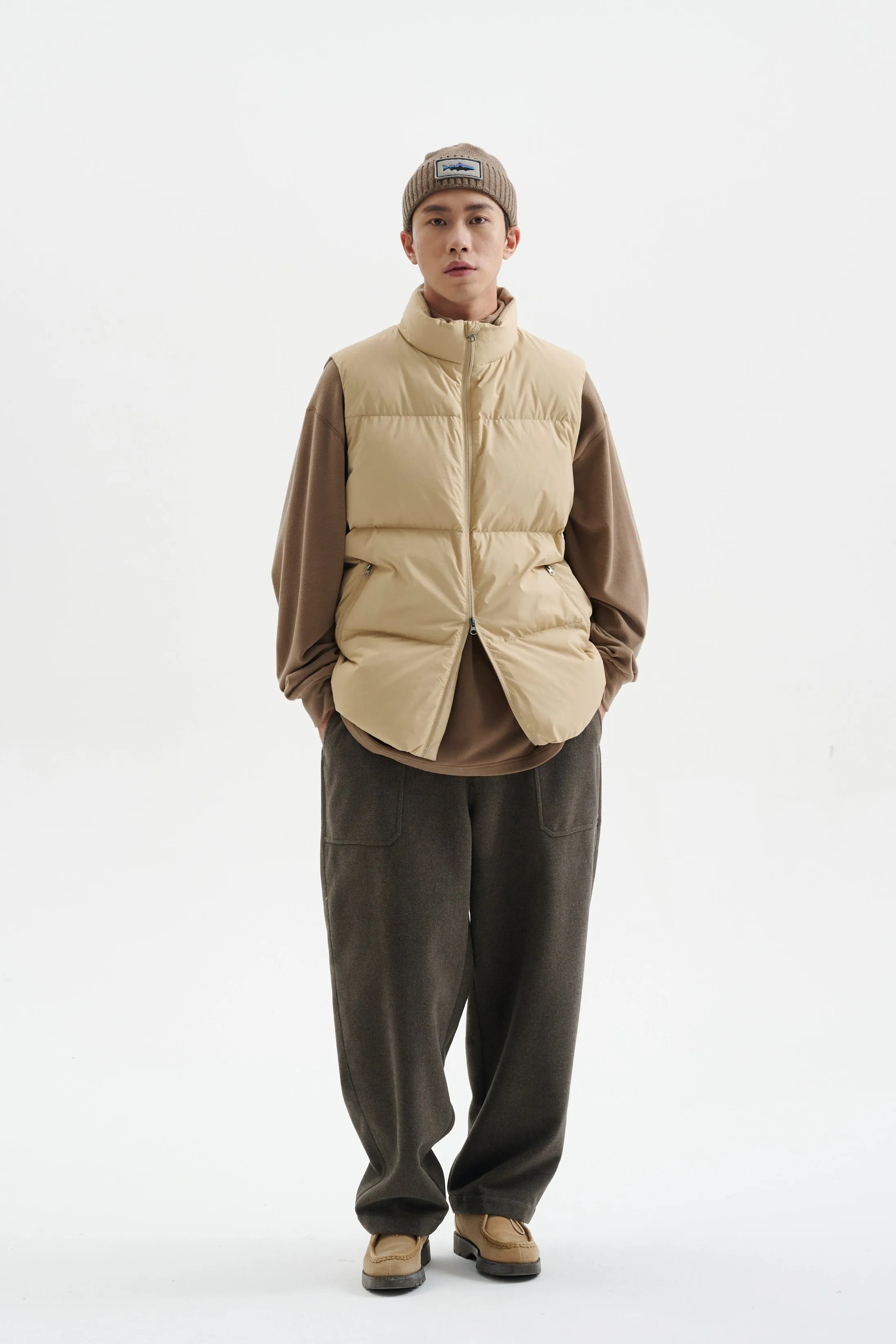 High Collar Puffer Vest with Zip Pockets