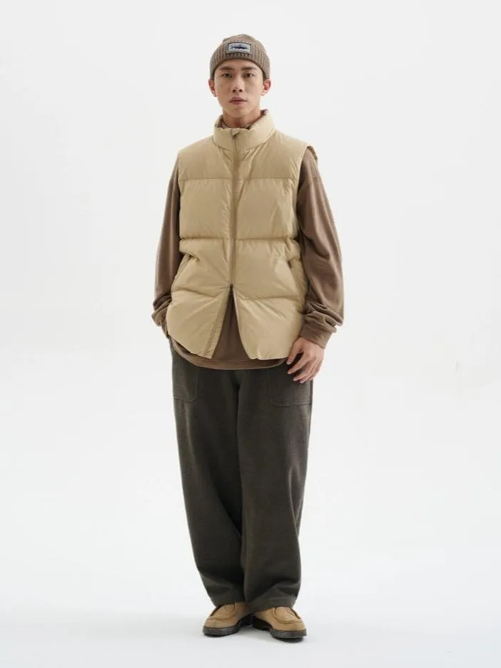 High Collar Puffer Vest with Zip Pockets