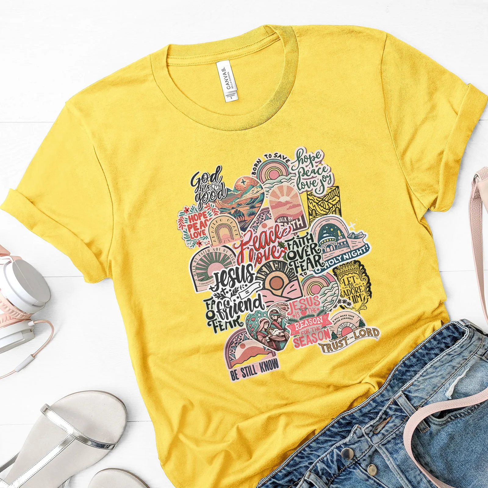 Inspirational Christian Retro Collage Tee