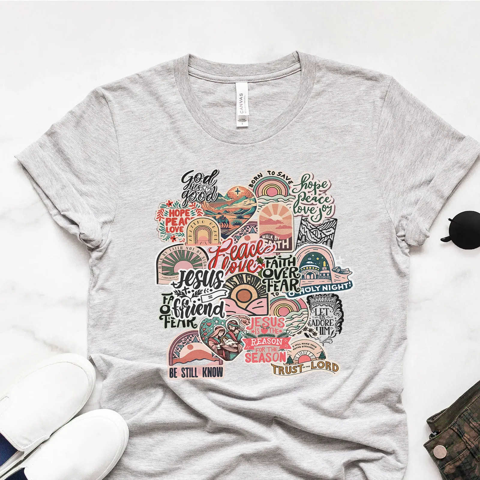 Inspirational Christian Retro Collage Tee