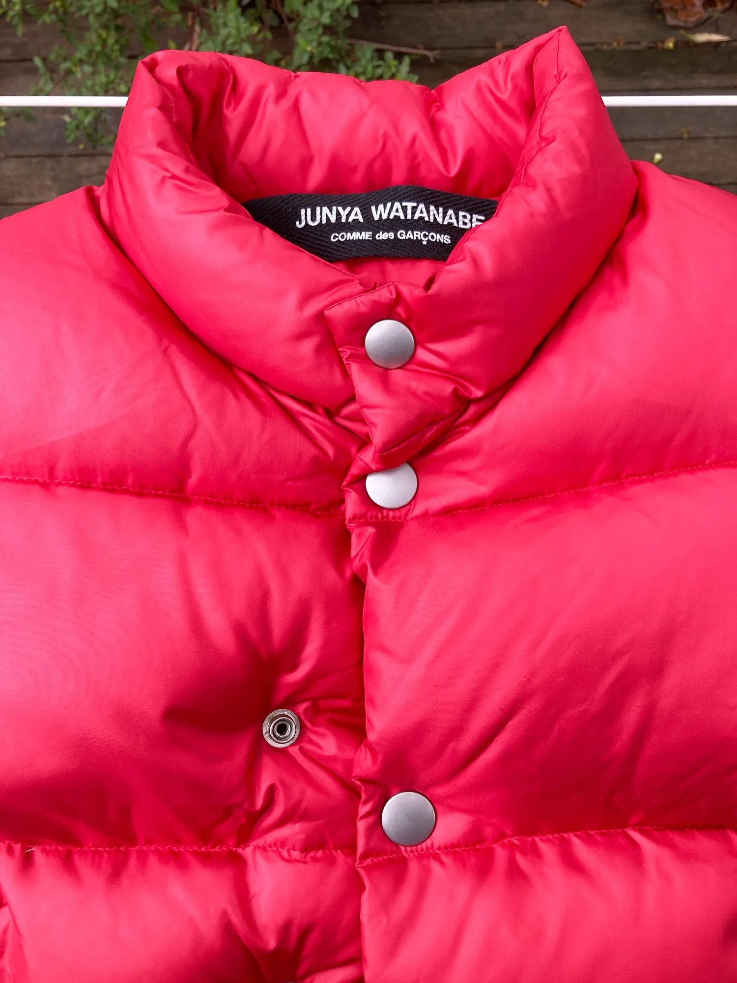 Junya Watanabe Comme des Garcons AW2007 red poly tape detail puffer jacket