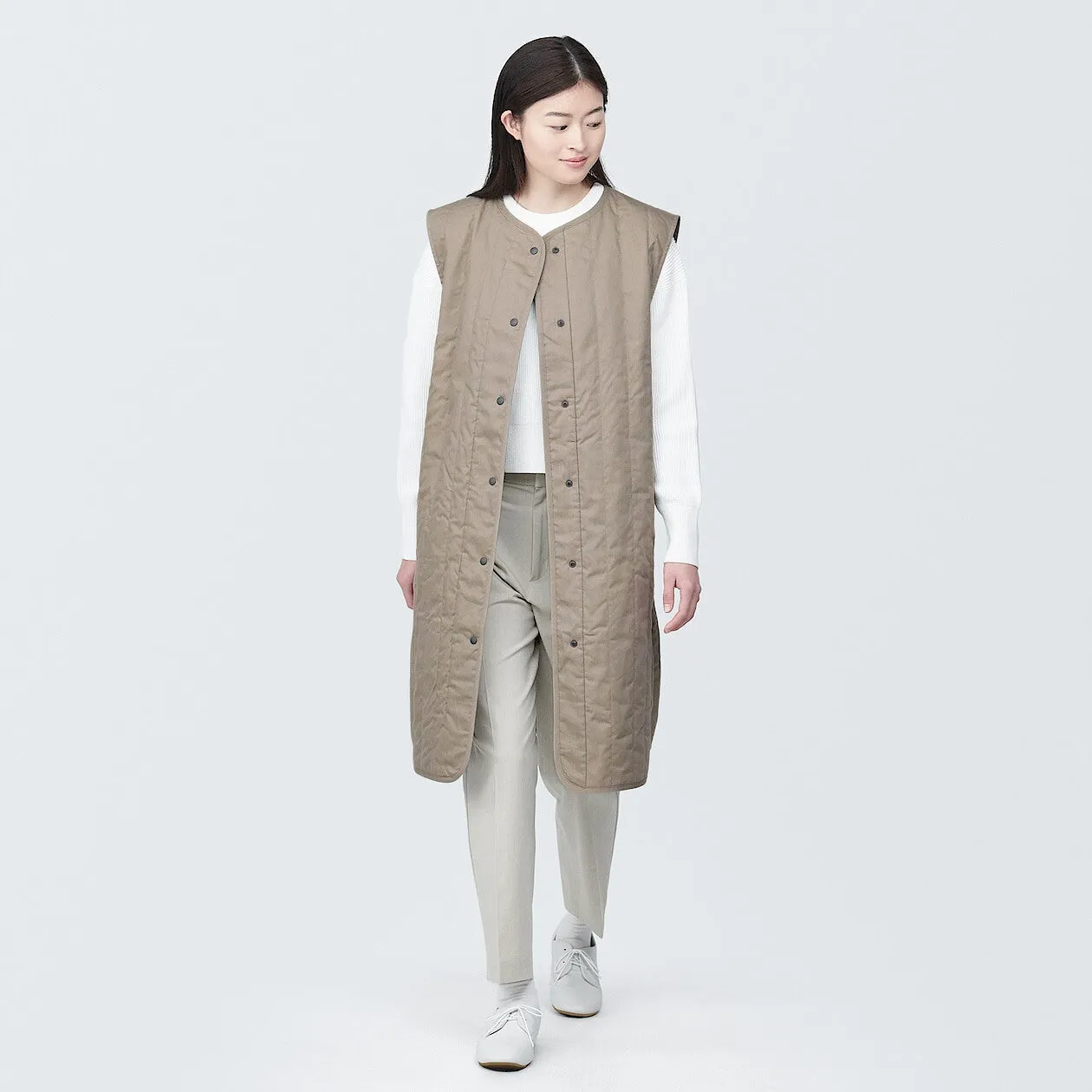 Kapok Blend Padded Long Gilet Vest