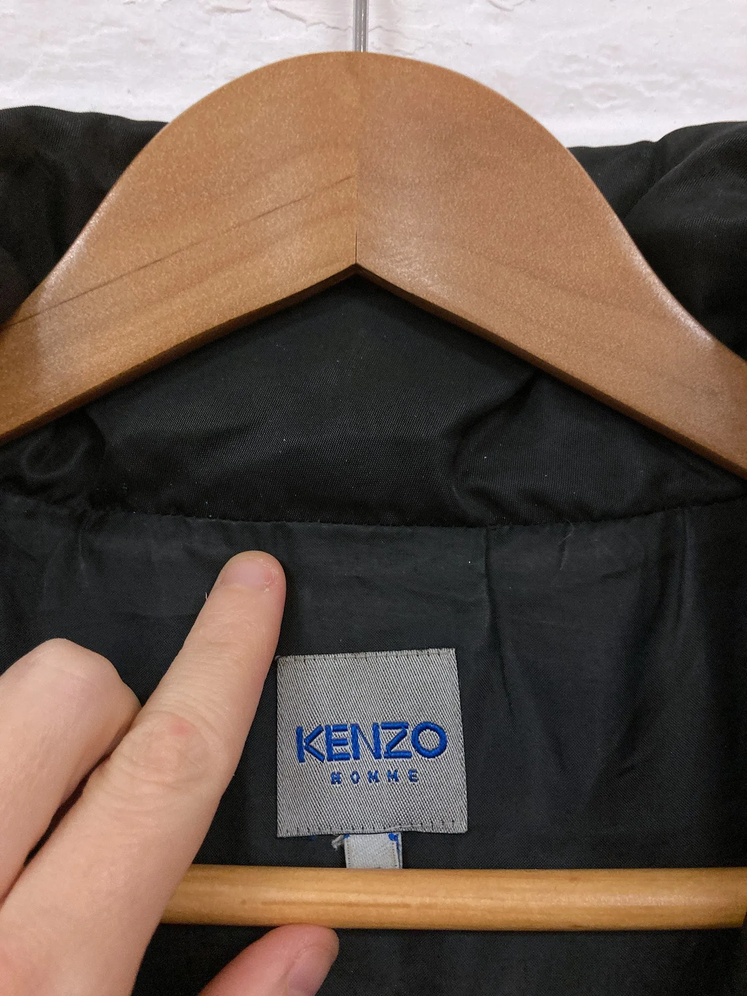 Kenzo Homme 1990s black nylon high neck down jacket - M L