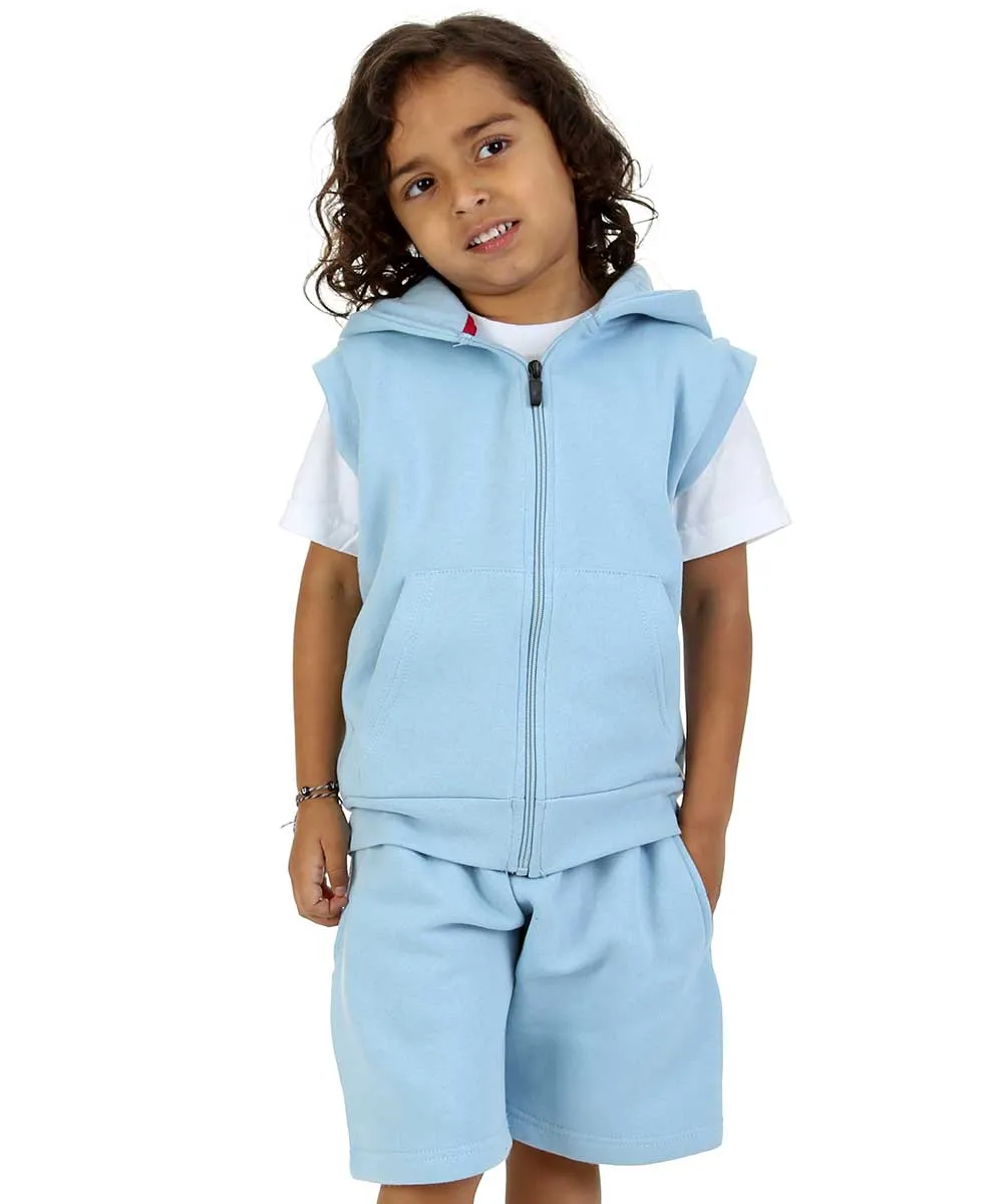 Kids Denim 2-Piece Gilet and Shorts Set Denim Blue