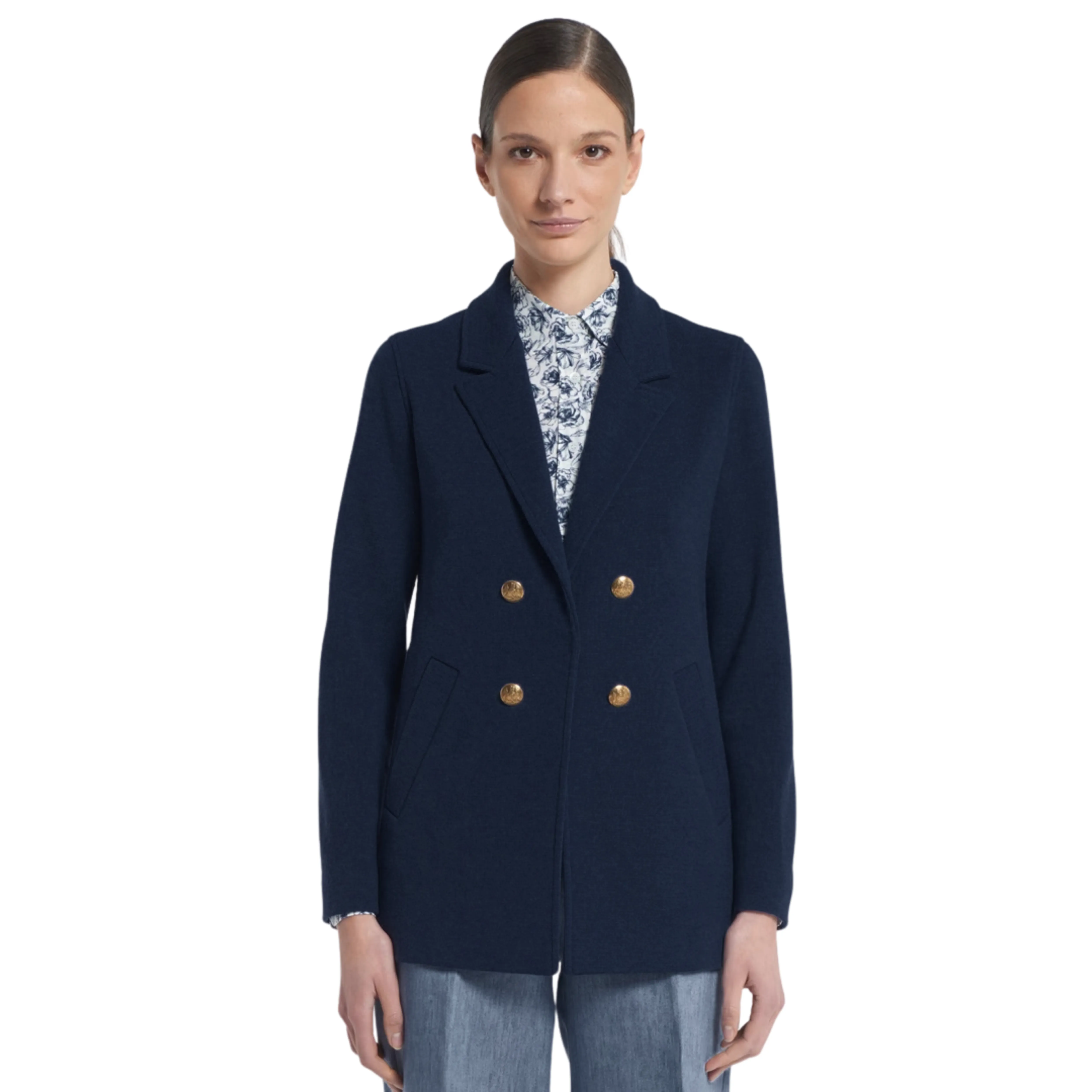 Knitted Wool Namibia Jacket - Navy