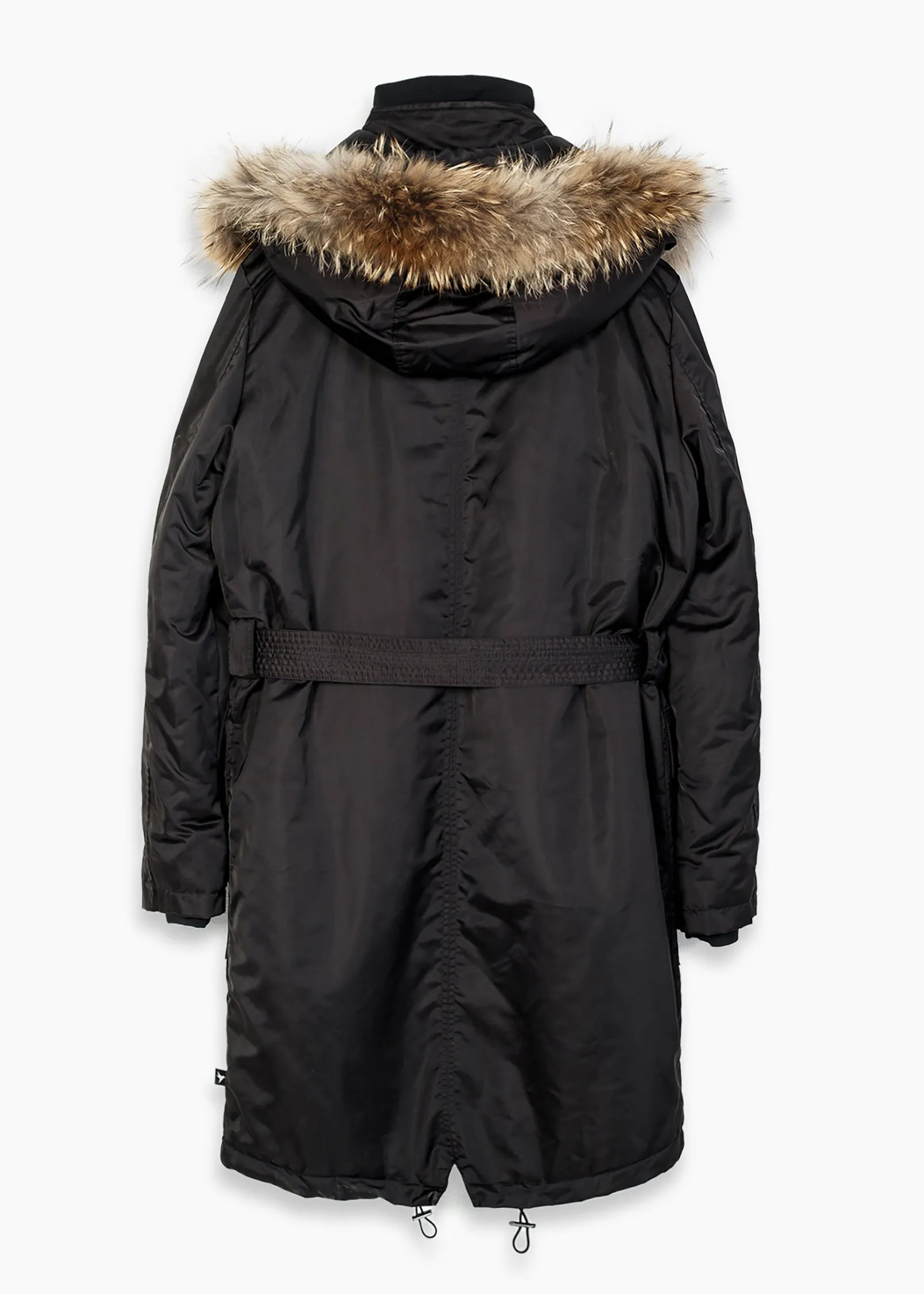 Konus Men's Long Duck Down Hooded Parka with Fur In Black