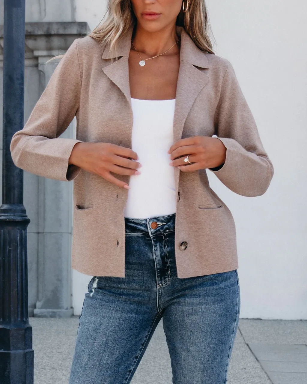 Latte Collared Button Down Jacket