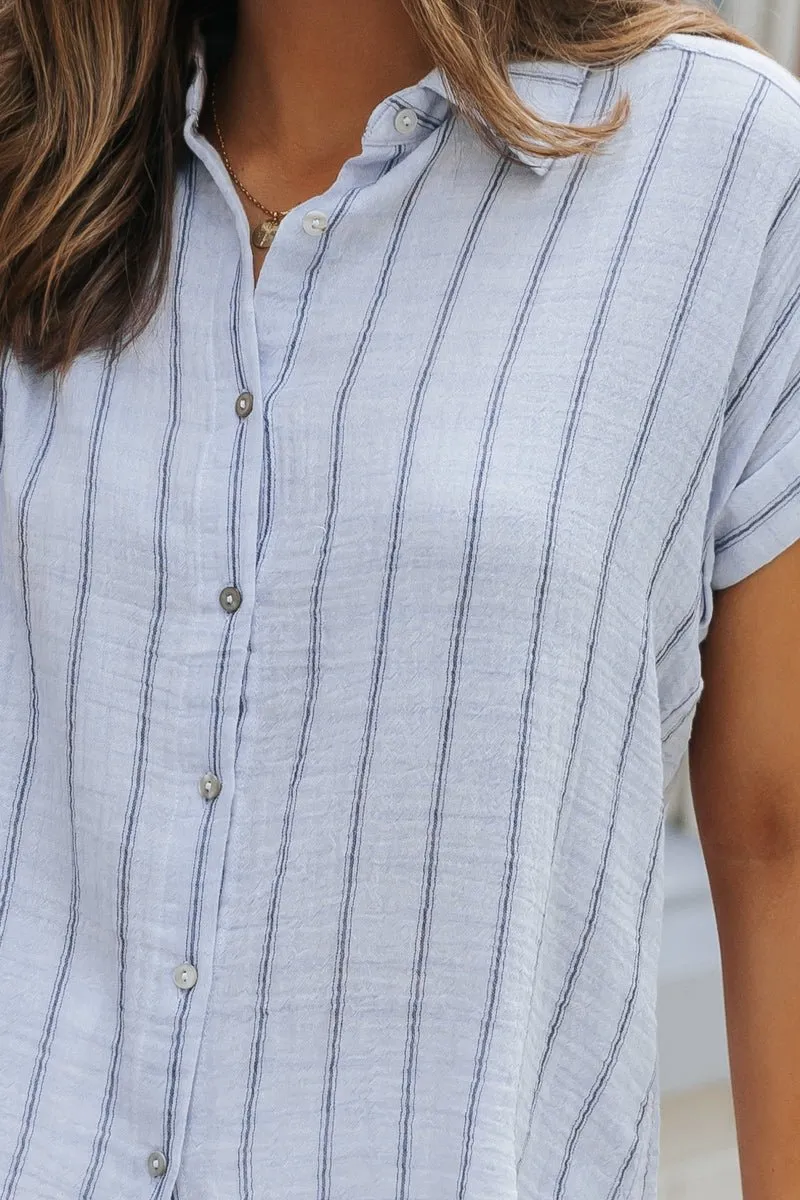 Light Denim Striped Button Down Shirt - FINAL SALE